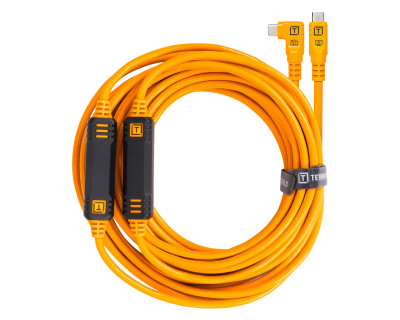 Cavo da USB-C a USB-C angolare destro 9,4m - Arancione ad alta visibilità